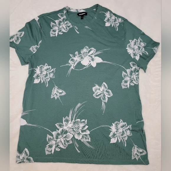 Green Floral Men's Shirt - Picture 1 of 7